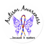 Grunge Tattoo Butterfly 6.1 Autism Round Stickers