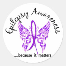 Grunge Tattoo Butterfly 6.1 Epilepsy Round Stickers