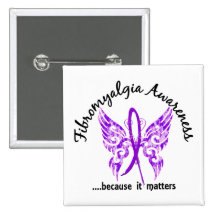 Grunge Tattoo Butterfly 6.1 Fibromyalgia Button