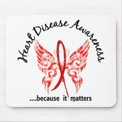 Grunge Tattoo Butterfly 6.1 Heart Disease Mouse Mats by awarenessgifts. Captivate the attention of those around you as you deliver the important message of 