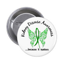 Grunge Tattoo Butterfly 6.1 Kidney Disease Pinback Buttons