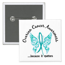 Grunge Tattoo Butterfly 6.1 Ovarian Cancer Buttons