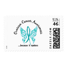 Grunge Tattoo Butterfly 6.1 Ovarian Cancer Postage Stamp