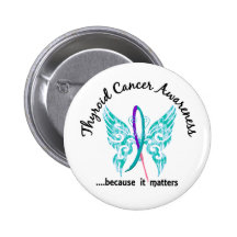 Grunge Tattoo Butterfly 6.1 Thyroid Cancer Buttons