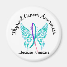 Grunge Tattoo Butterfly 6.1 Thyroid Cancer Fridge Magnets