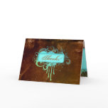 Grunge Thank You Card Flower blue Brown