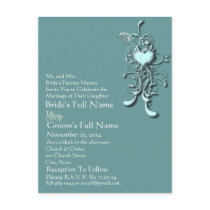 Grunge Tiffany Blue Flower Wedding Invitation postcards by samack Grunge Tiffany Blue Flower Wedding Invitation postcards