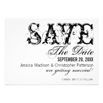 Grunge Typography Save the Date, Black invitations