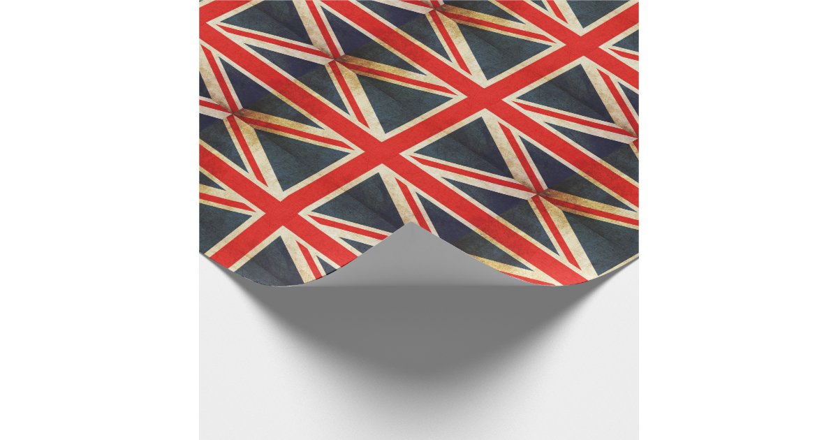 Grunge UK Flag Union Jack Premium Wrapping Paper Zazzle