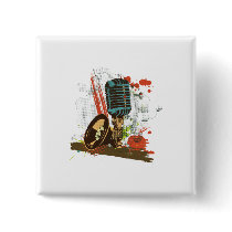 grunge vintage microphone vector buttons