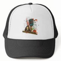 grunge vintage microphone vector trucker hats