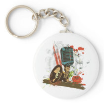 grunge vintage microphone vector key chain