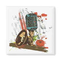 grunge vintage microphone vector refrigerator magnets