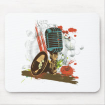grunge vintage microphone vector mousepad