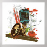 grunge vintage microphone vector posters