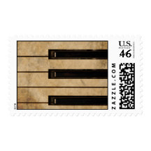 Grunge vintage piano postage stamps