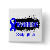 Grunge - WARRIOR - Anal Cancer Pinback Button