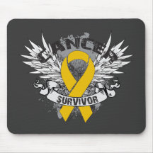 Grunge Winged Ribbon Appendix Cancer Survivor Mousepad