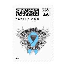Grunge Winged Ribbon Prostate Cancer Survivor Postage Stamps