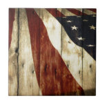 Grunge woodgrain USA American Flag Patriotic Tile