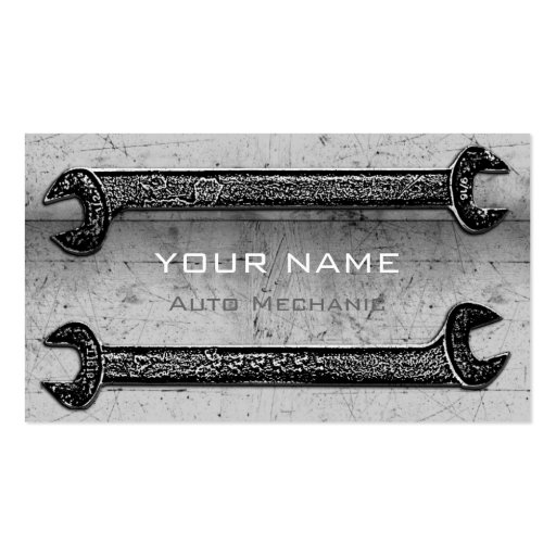 Grunge Wrenches Grey Business Card (front side)