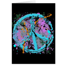 GRUNGE Y SIGNO DE LA PAZ DE LA SALPICADURA TARJETON