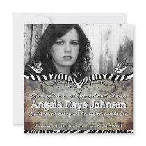 Grunge Zebra Stripes Graduation Invitation
