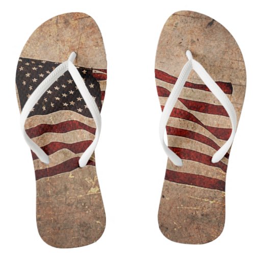 Grunged American Flag Flip Flops Zazzle