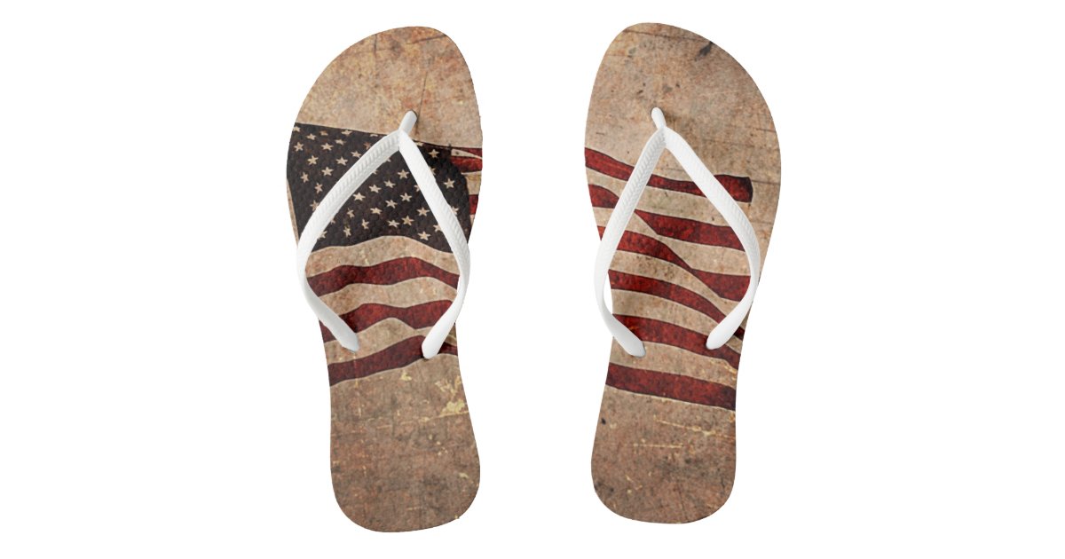 Grunged American Flag Flip Flops Zazzle