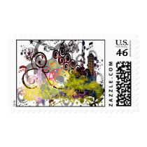 Grunged City Postage Stamp