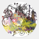 Grunged City Round Stickers