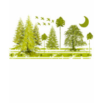 Grunged Pines Moon on Blue t-shirts