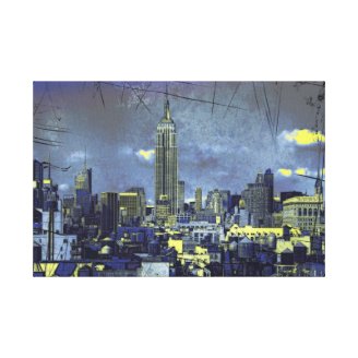 Grungified New York City Skyline #1 Gallery Wrapped Canvas