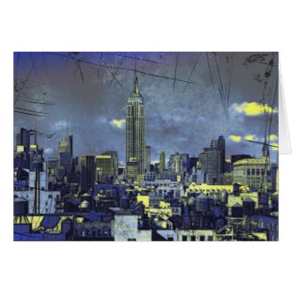 Grungified New York City Skyline #1 Cards