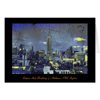 Grungified New York City Skyline #1 Greeting Cards