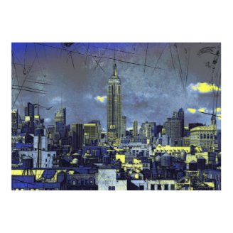 Grungified New York City Skyline #1 Posters