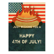Grungy 4th of July BBQ Party Postcard