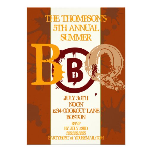 Grungy BBQ Modern Invitation