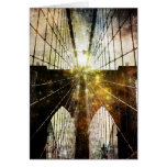 Grungy Blur Brooklyn Bridge Greeting Cards