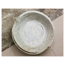 Grungy bucket on unfinished flooring flyers