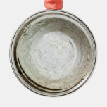Grungy bucket on unfinished flooring ornament