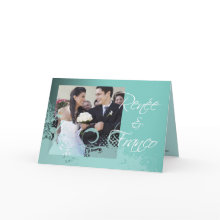 Grungy Floral Wedding Reception Photo Invitation card
