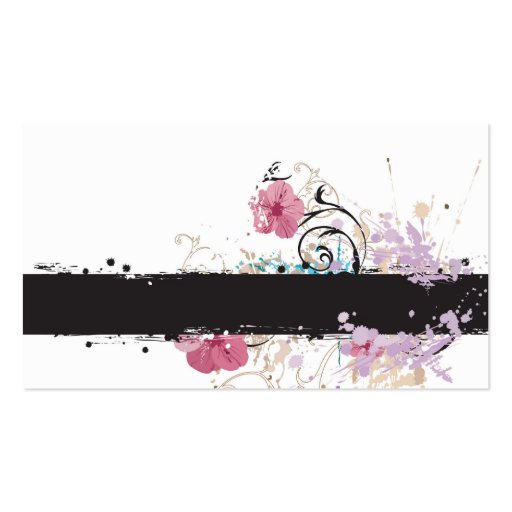 Grungy flowers Profile Card Business Cards (front side)
