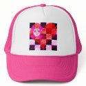 GRUNGY GIRLY SKULL HEART CHECKERS hats
