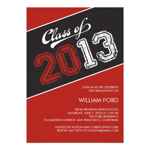 Grungy Graduate Graduation Invitation - Red (front side)