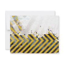 Grungy Hazard Stripes Invites