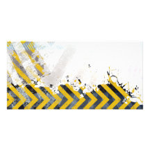 Grungy Hazard Stripes Personalized Photo Card