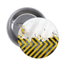 Grungy Hazard Stripes Pinback Button