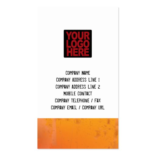 Grungy Misproject Orange Business Card (back side)