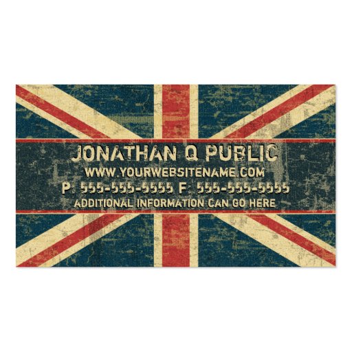 Grungy Union Jack Business Card Templates (front side)